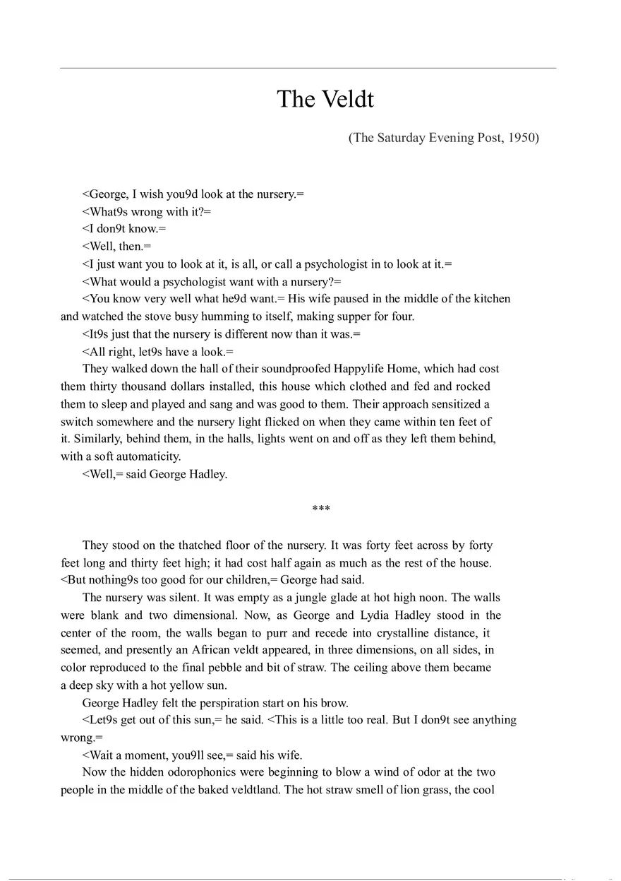 The Veldt (Full Text) - Page 1