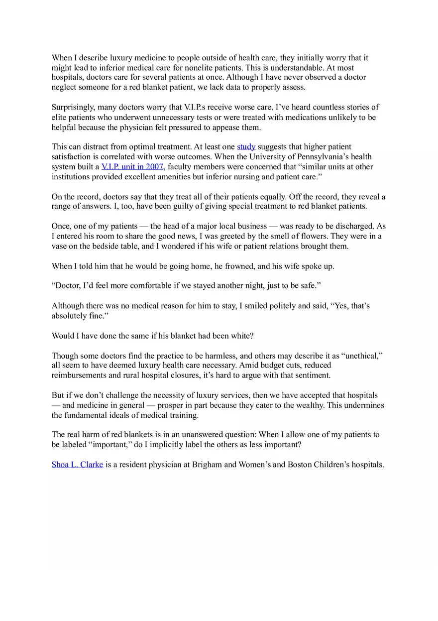 The Red Blanket A Symbol of Status in Healthcare - Page 2