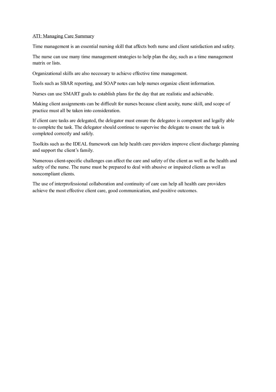 Effective Time Management and Delegation in Nursing - Page 1