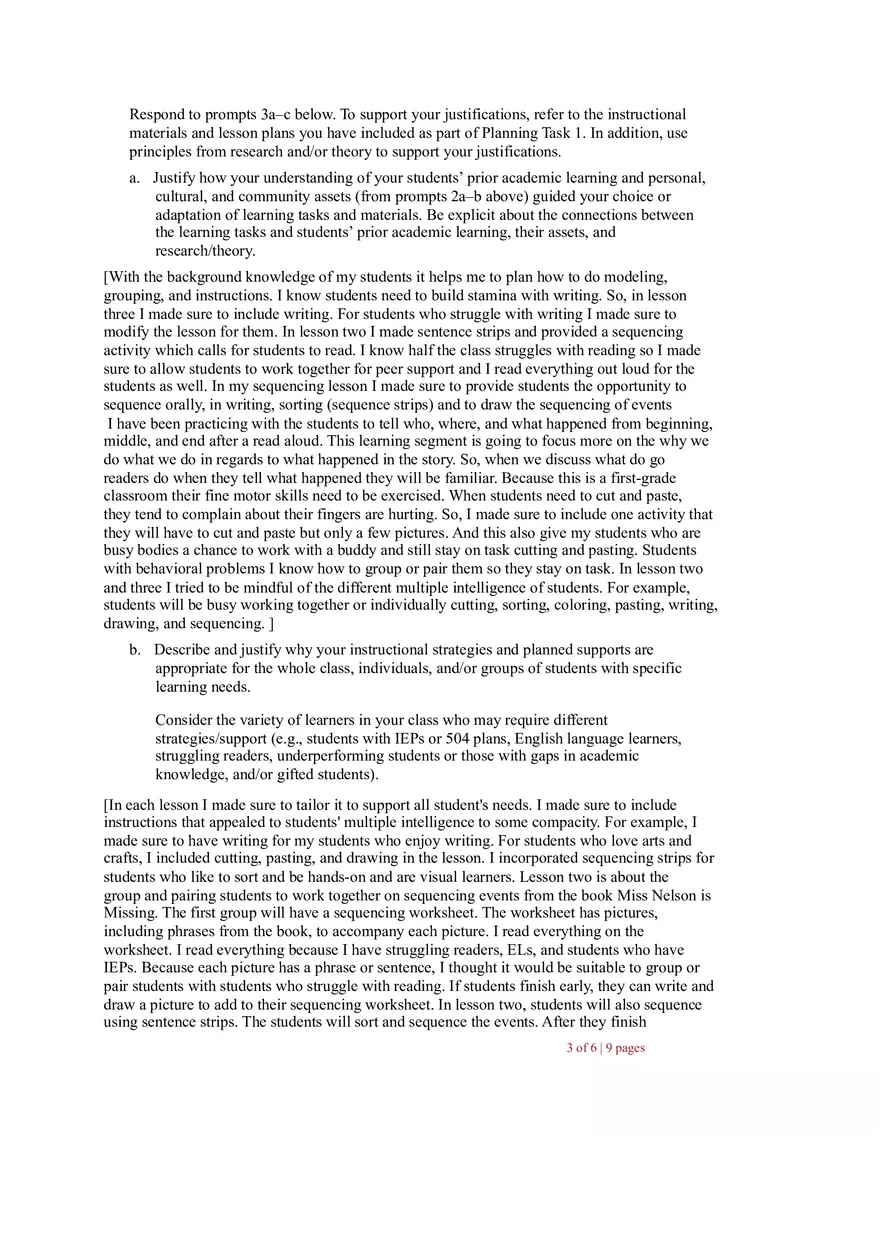Task 1 Planning Commentary - Page 3