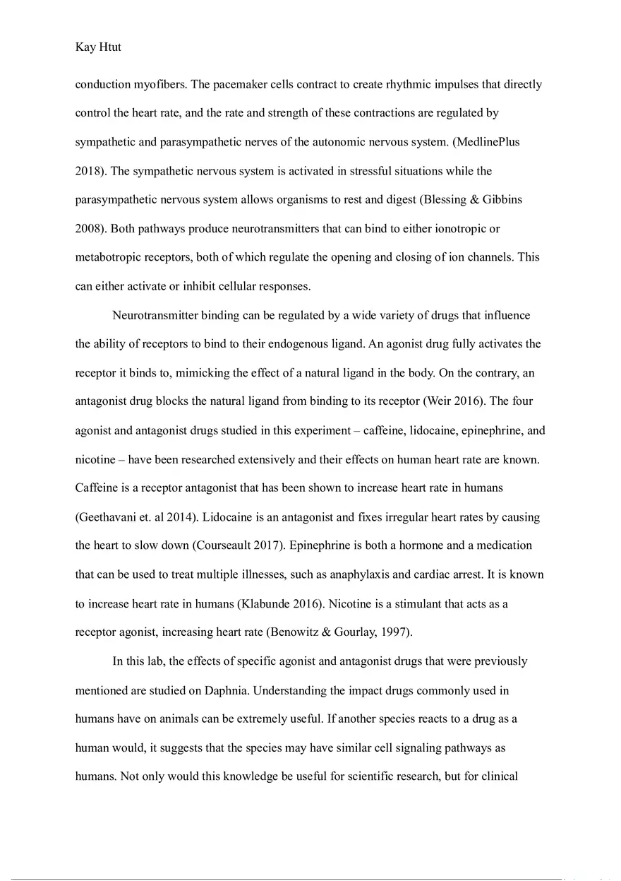 Investigating the Effects of Agonist and Antagonist Drugs on Daphnia Heart Rate - Page 2