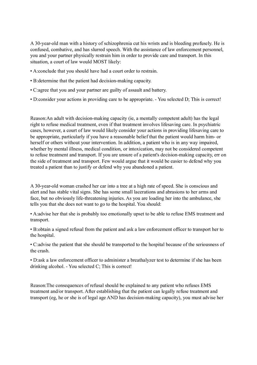 Treatment for a Stab Wound with Impaled Object and Cardiac Arrest Answer Key - Page 4