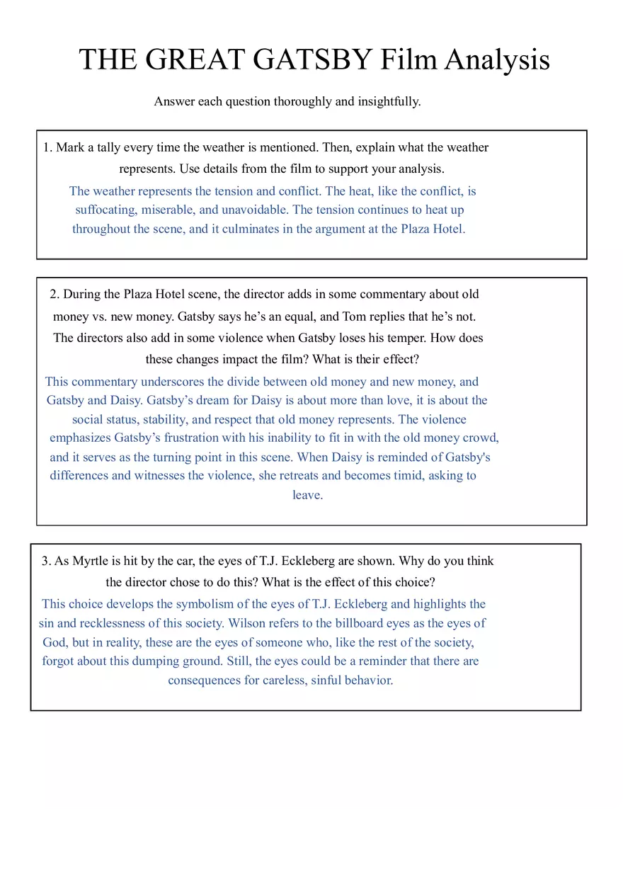 Gatsby Ch. 7 Film Analysis - Page 1