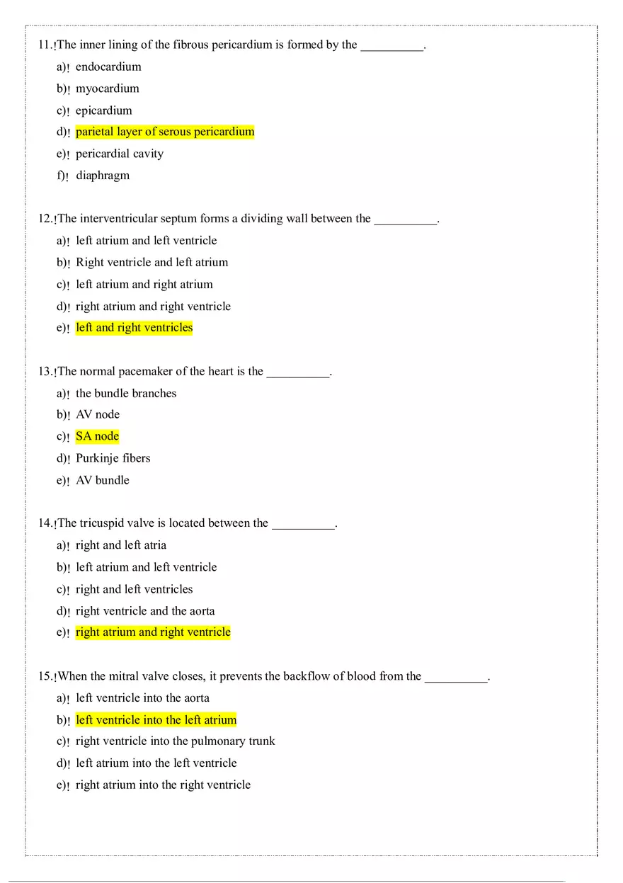 Cardiovascular System Anatomy and Physiology Quiz (Answers) - Page 7