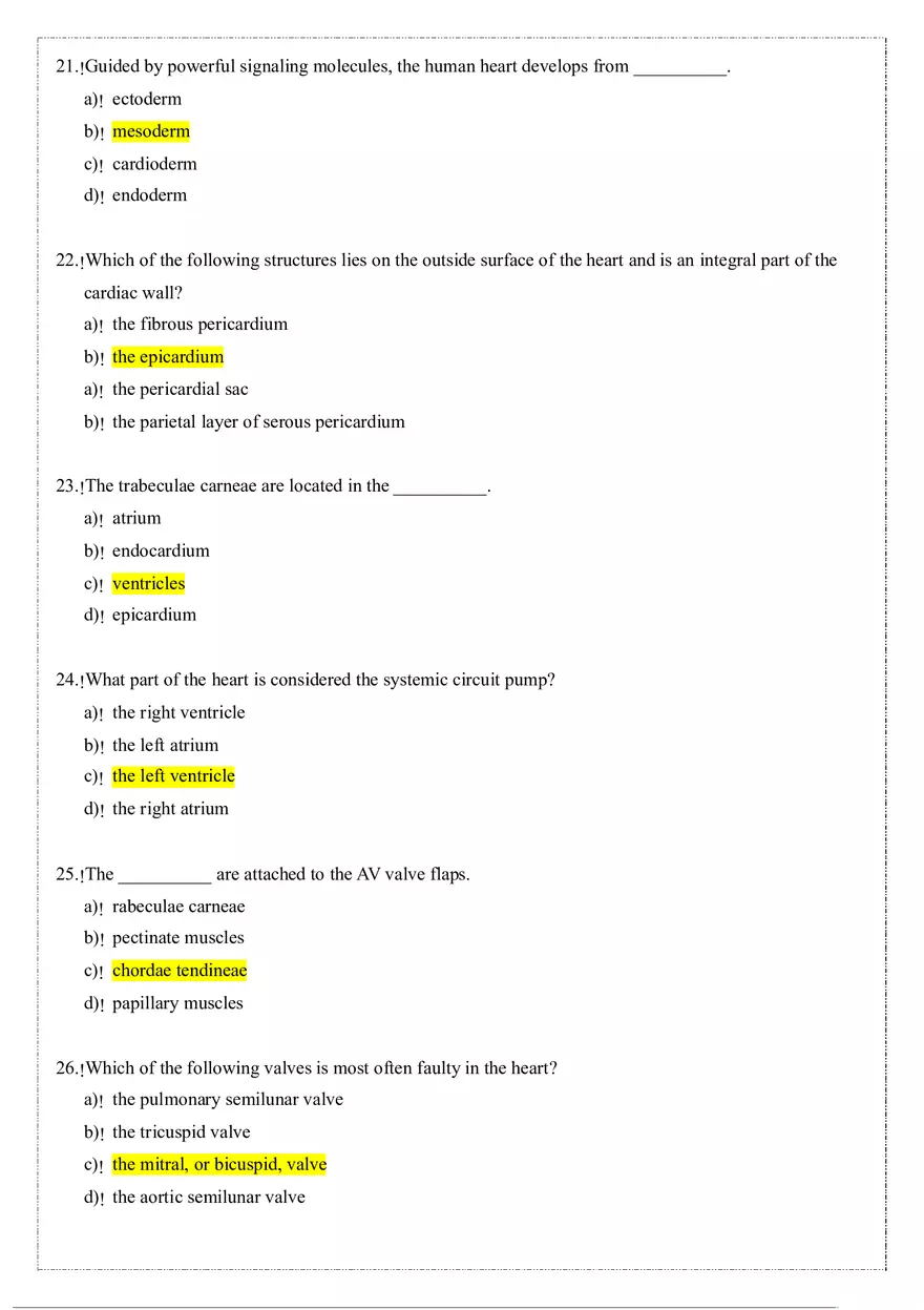 Cardiovascular System Anatomy and Physiology Quiz (Answers) - Page 9
