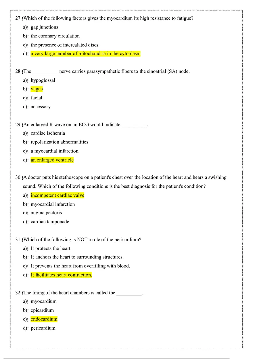 Cardiovascular System Anatomy and Physiology Quiz (Answers) - Page 10