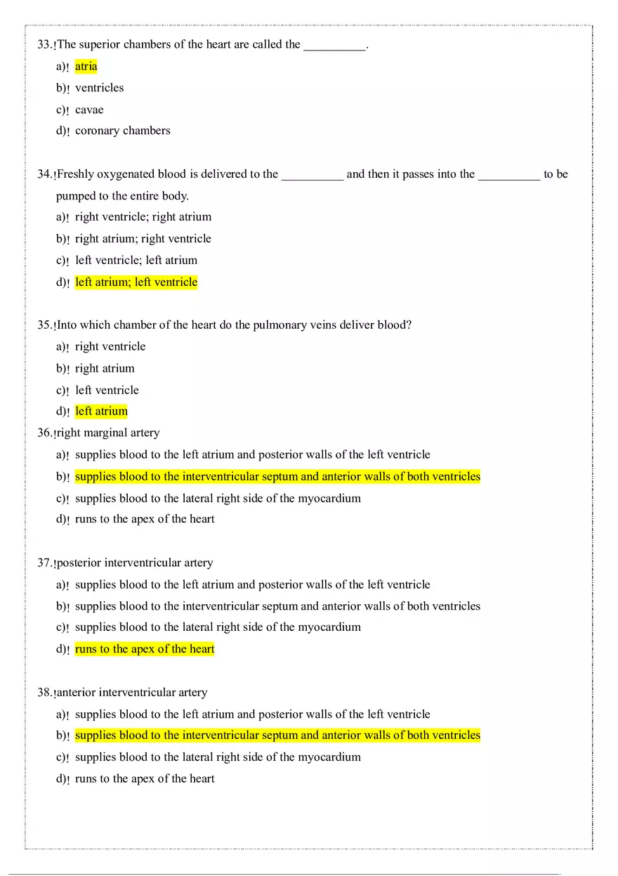 Cardiovascular System Anatomy and Physiology Quiz (Answers) - Page 11