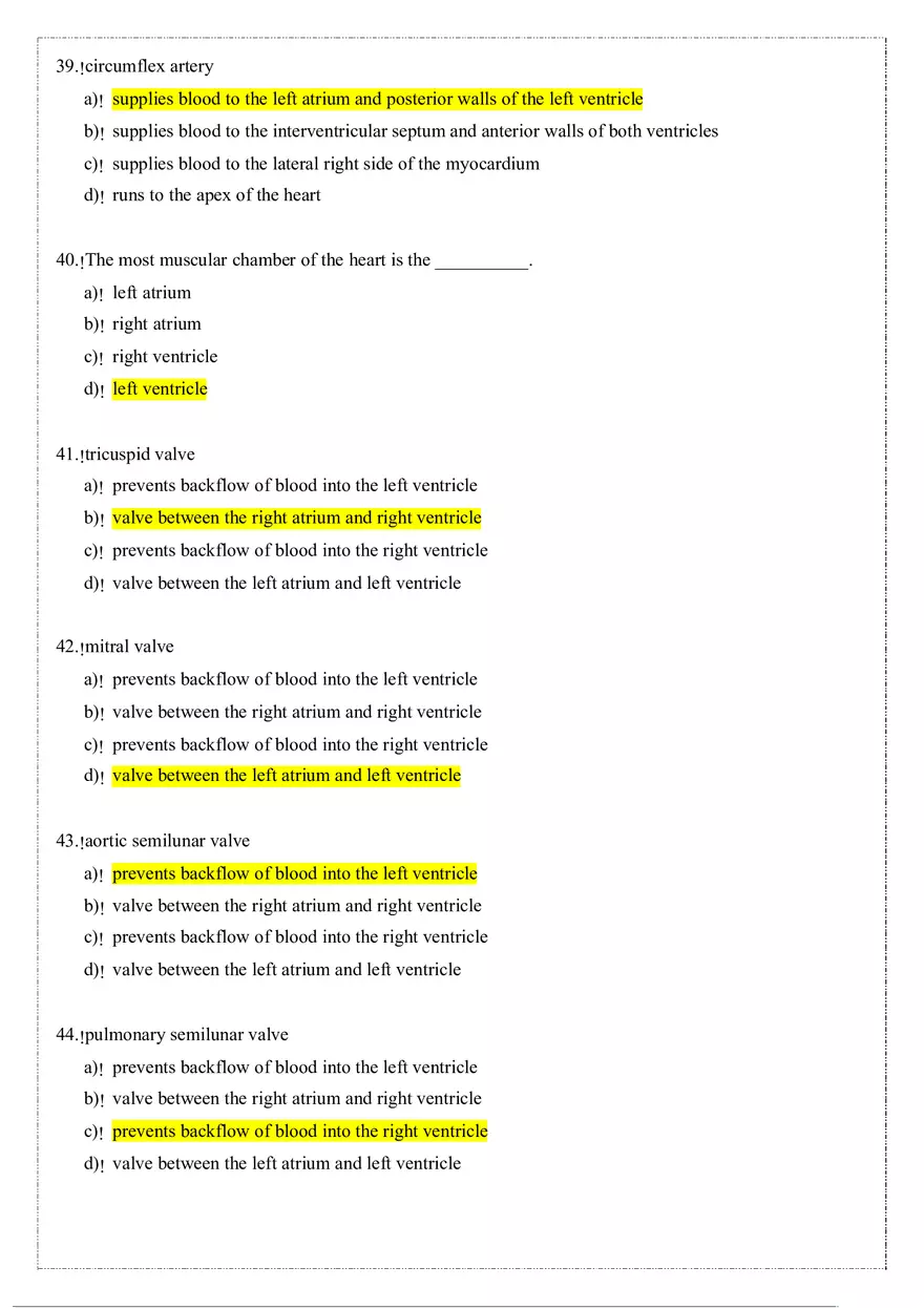 Cardiovascular System Anatomy and Physiology Quiz (Answers) - Page 12