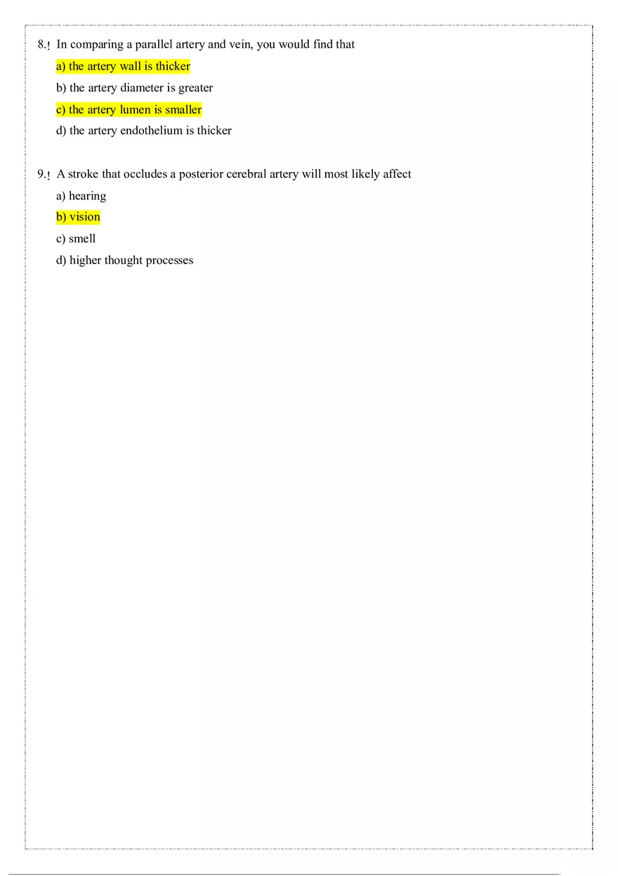 Cardiovascular System Anatomy and Physiology Quiz (Answers) - Page 2