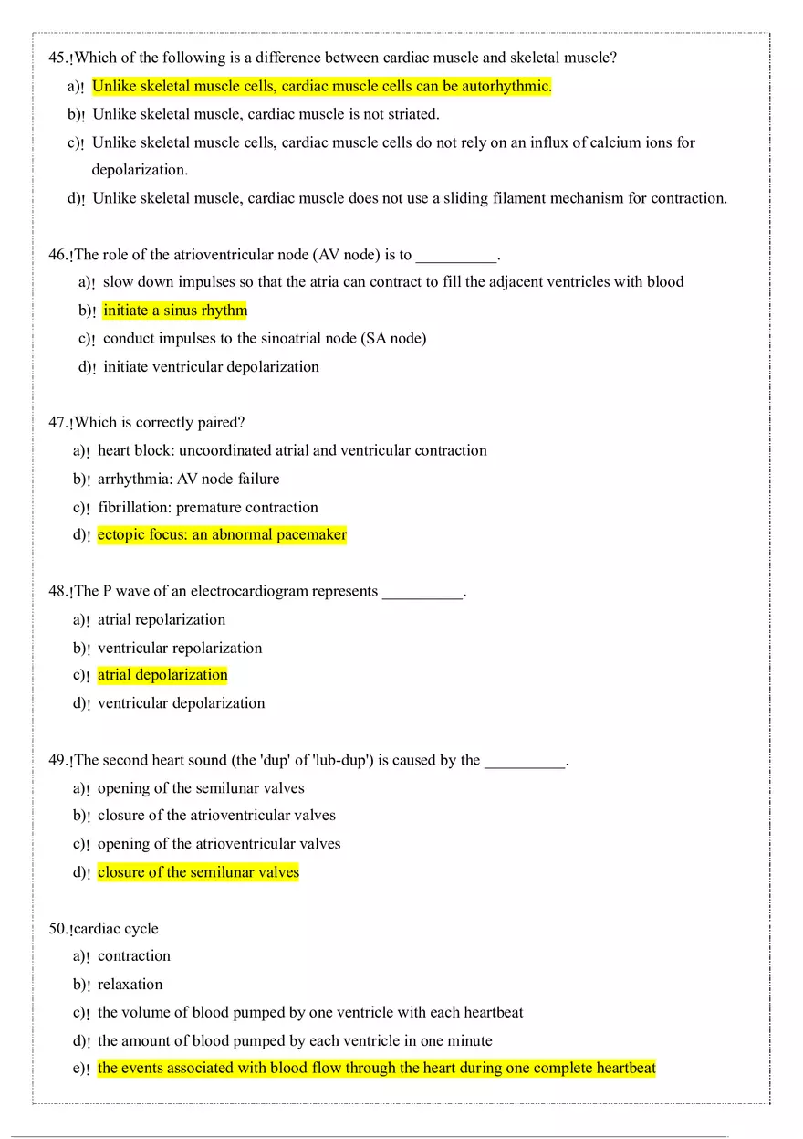 Cardiovascular System Anatomy and Physiology Quiz (Answers) - Page 3