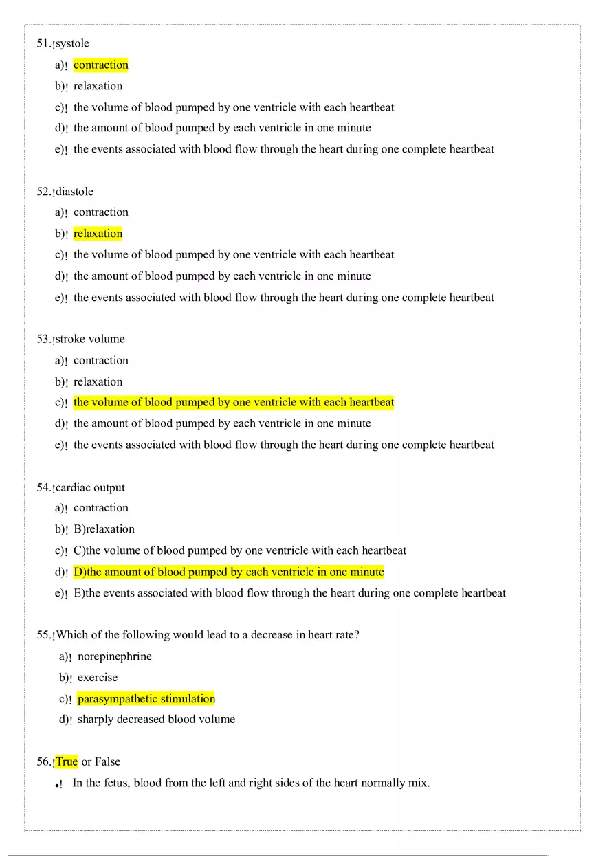 Cardiovascular System Anatomy and Physiology Quiz (Answers) - Page 4