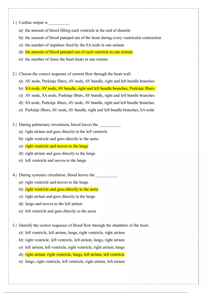 Cardiovascular System Anatomy and Physiology Quiz (Answers) - Page 5