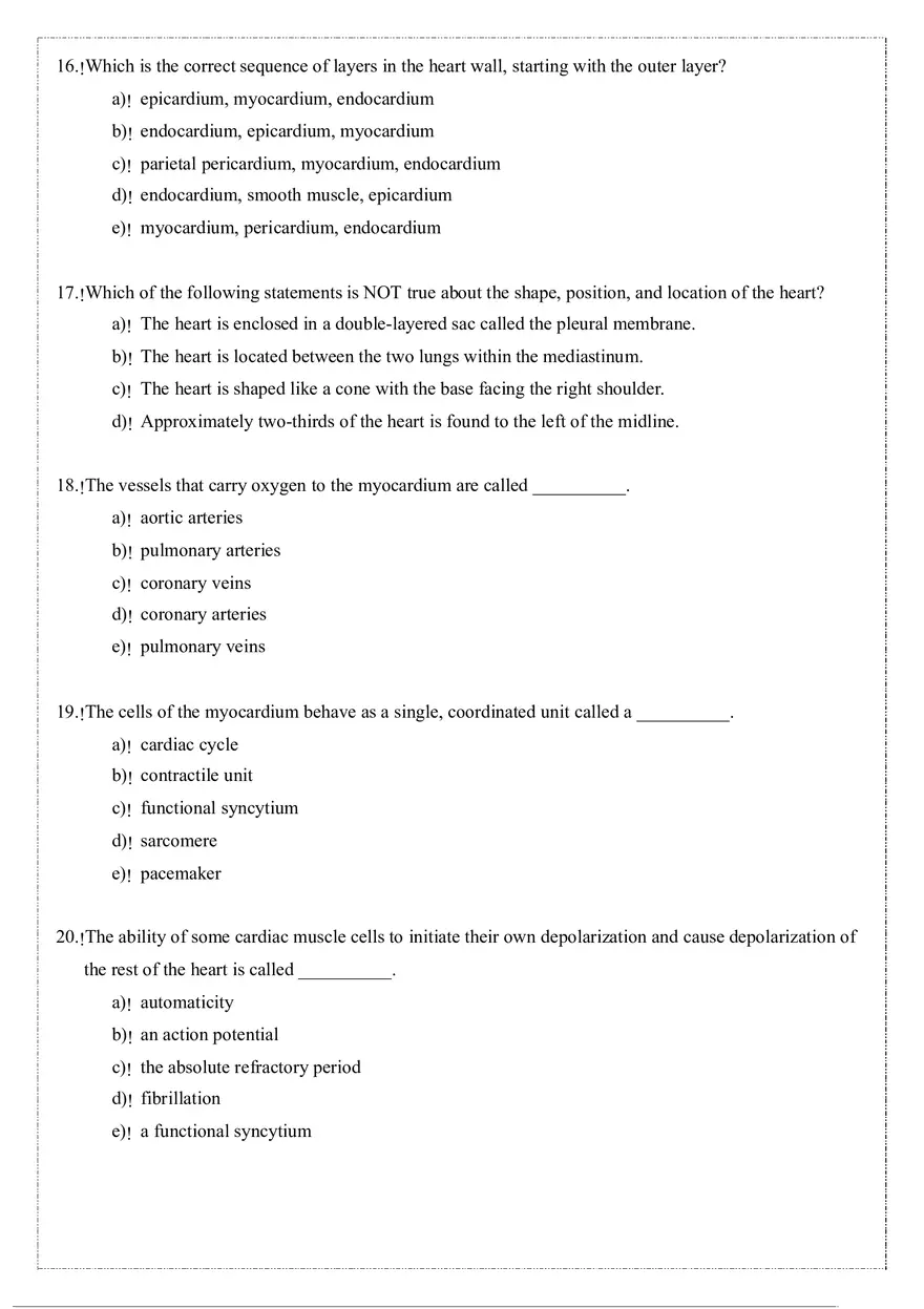 Cardiovascular System Anatomy and Physiology Quiz (Review) - Page 7