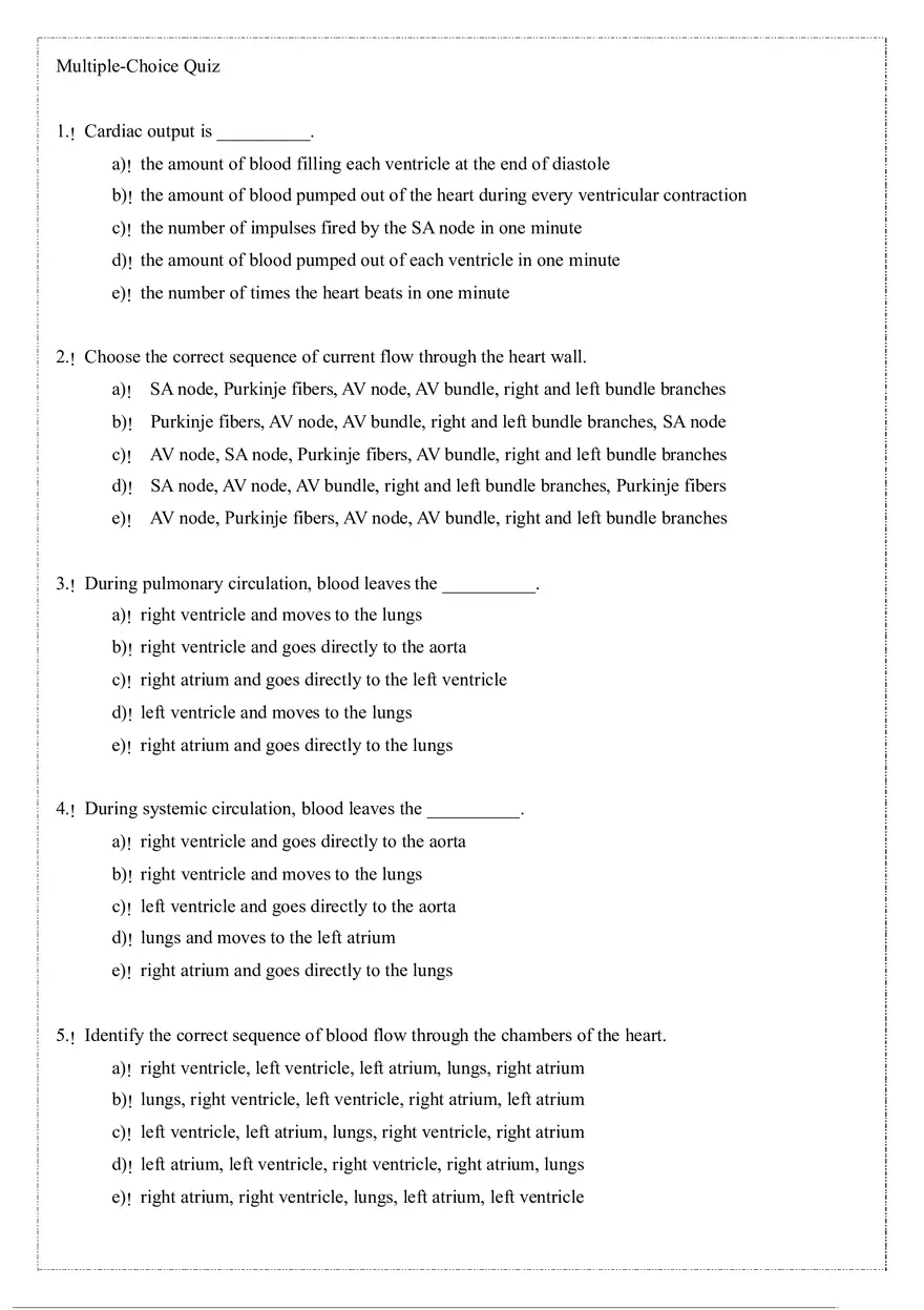 Cardiovascular System Anatomy and Physiology Quiz (Review) - Page 4
