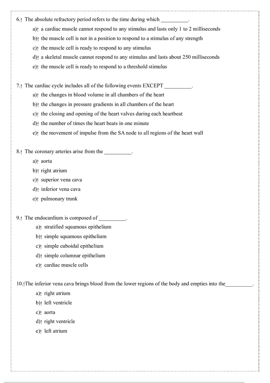 Cardiovascular System Anatomy and Physiology Quiz (Review) - Page 5