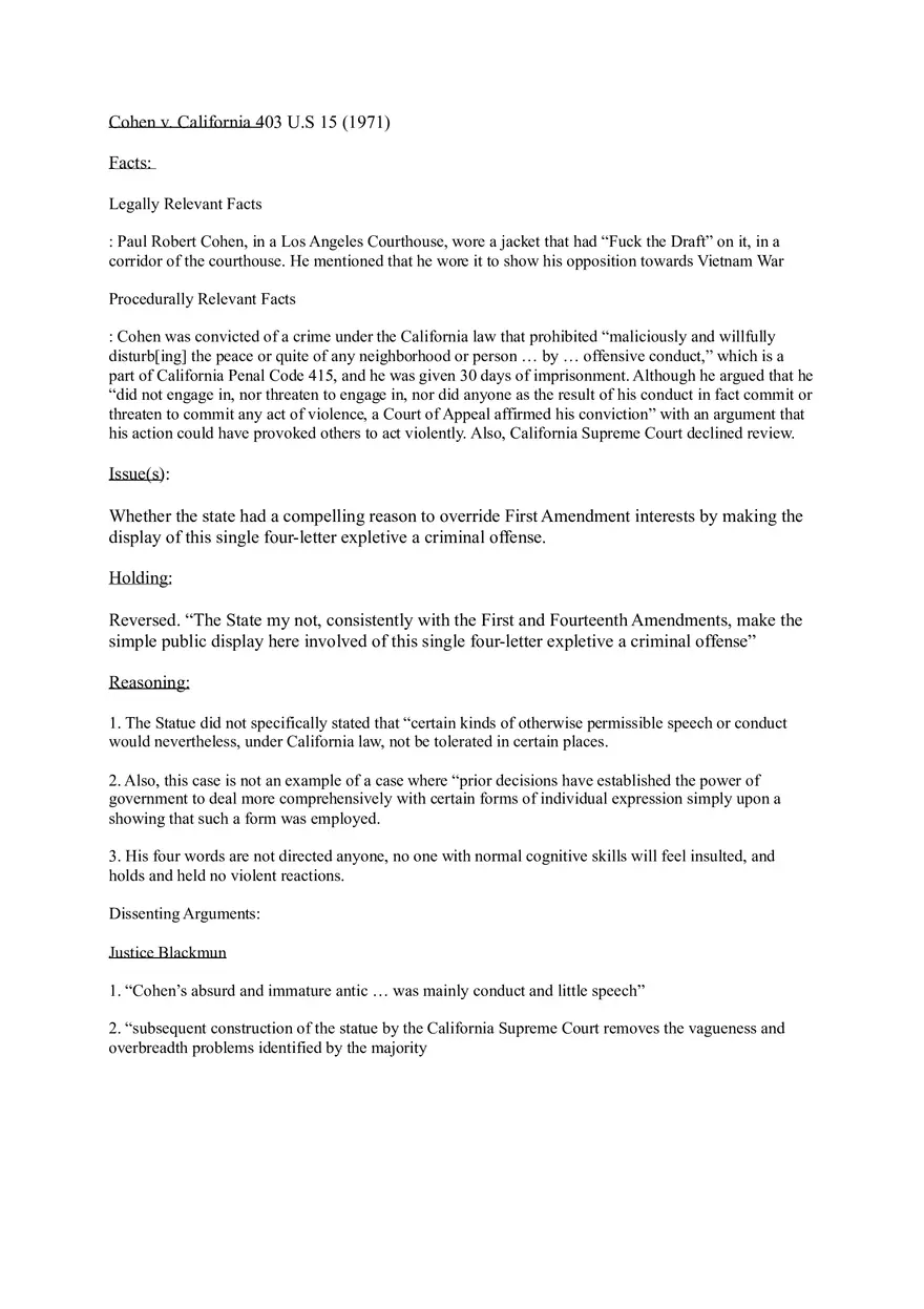 Cohen v. California - Page 1