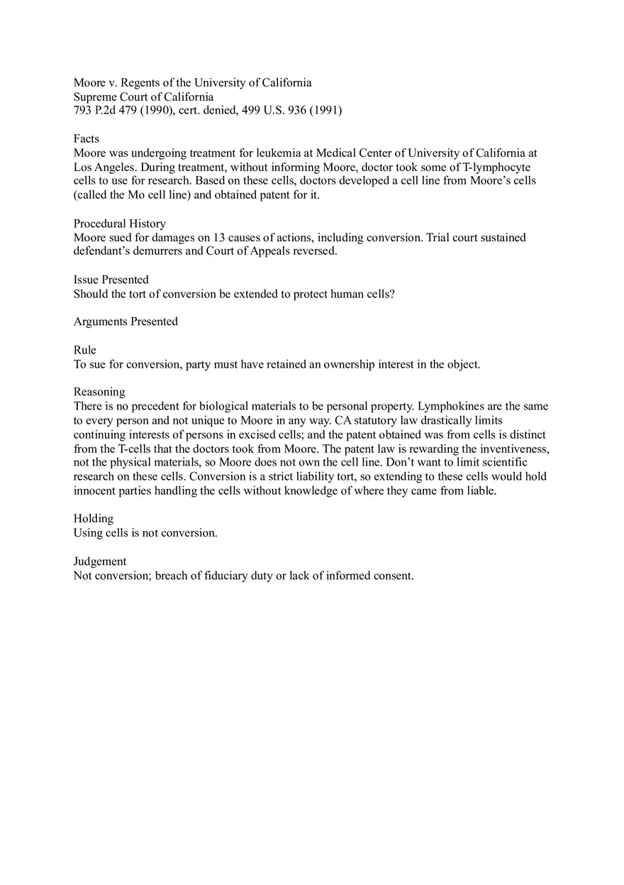 Moore v Regents Case - Page 1