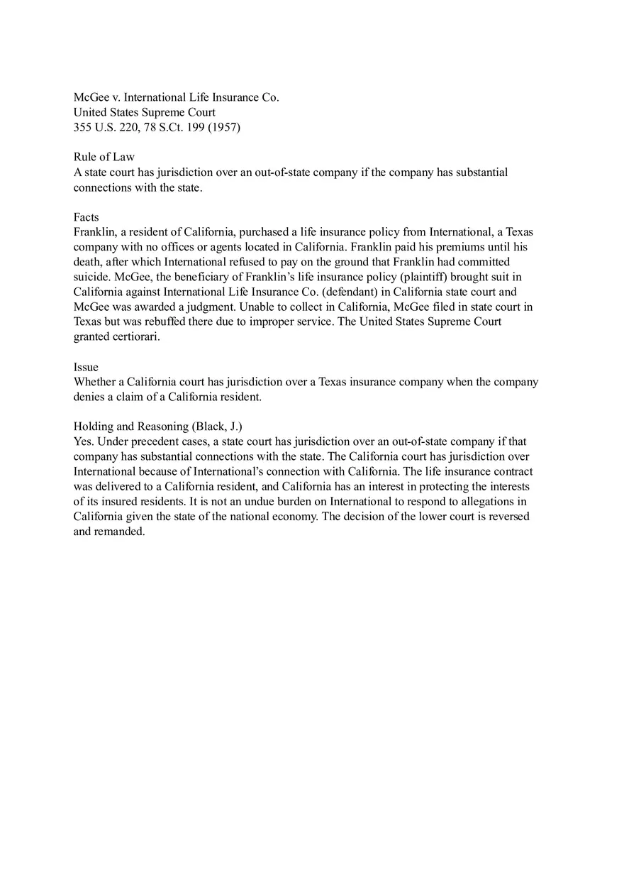 McGee v. International Life Insurance Co - Page 1