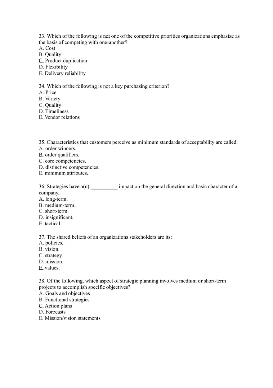 Introduction to Operations Management Answer Key Part 2 - Page 7