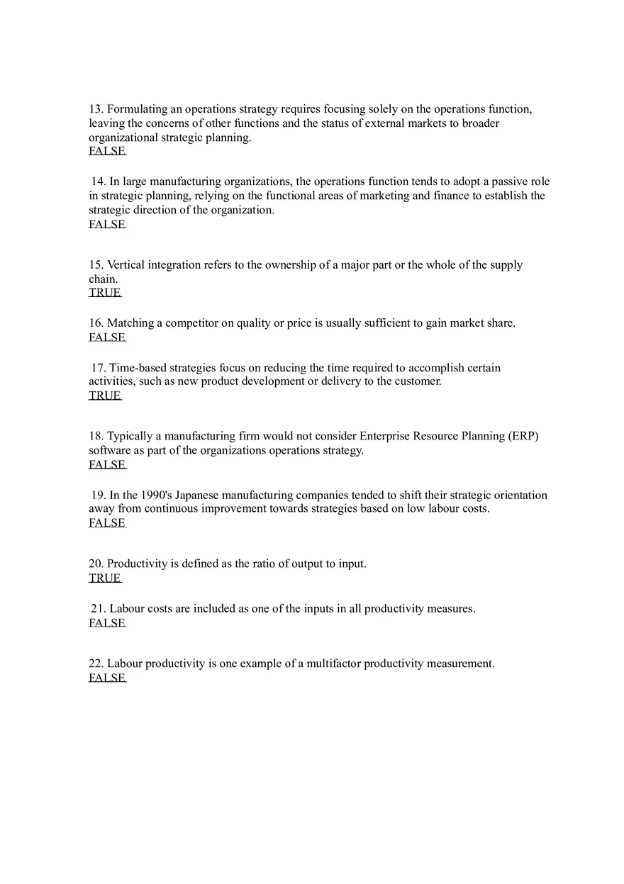 Introduction to Operations Management Answer Key Part 2 - Page 5