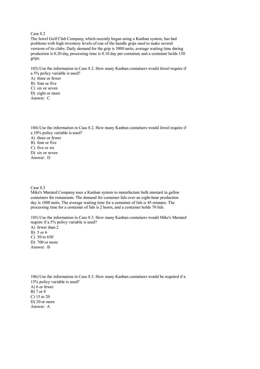Lean Systems Answer Key Part 3 - Page 1