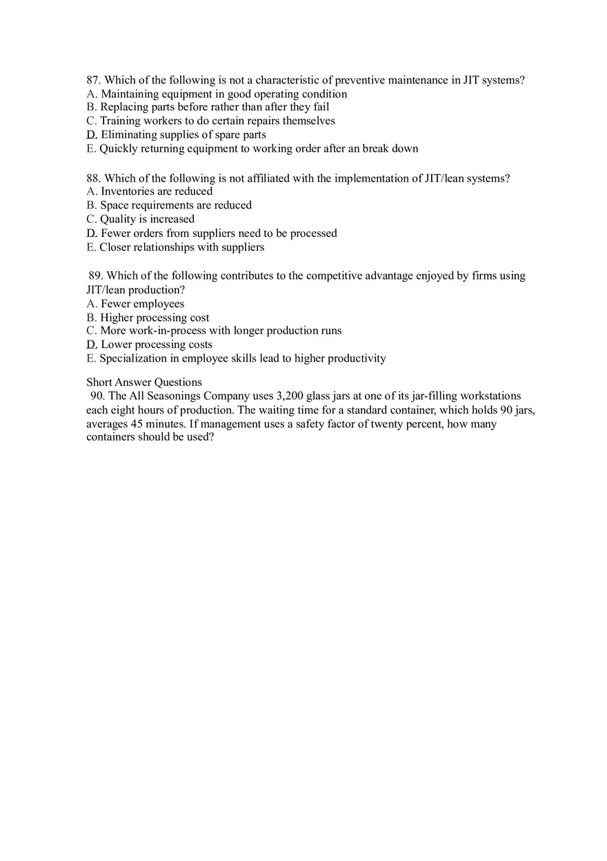 Introduction to Operations Management Answer Key Part 10 - Page 7
