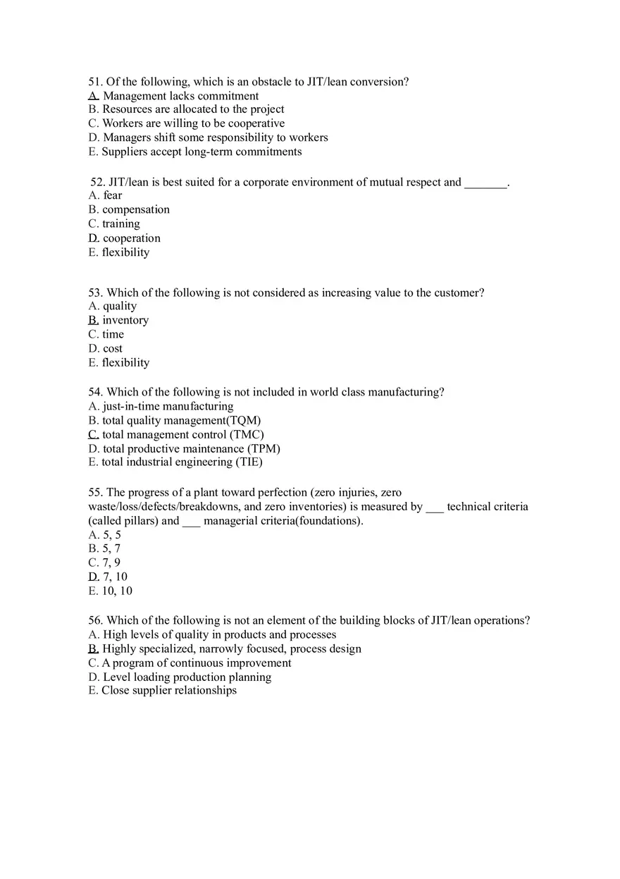 Introduction to Operations Management Answer Key Part 10 - Page 1