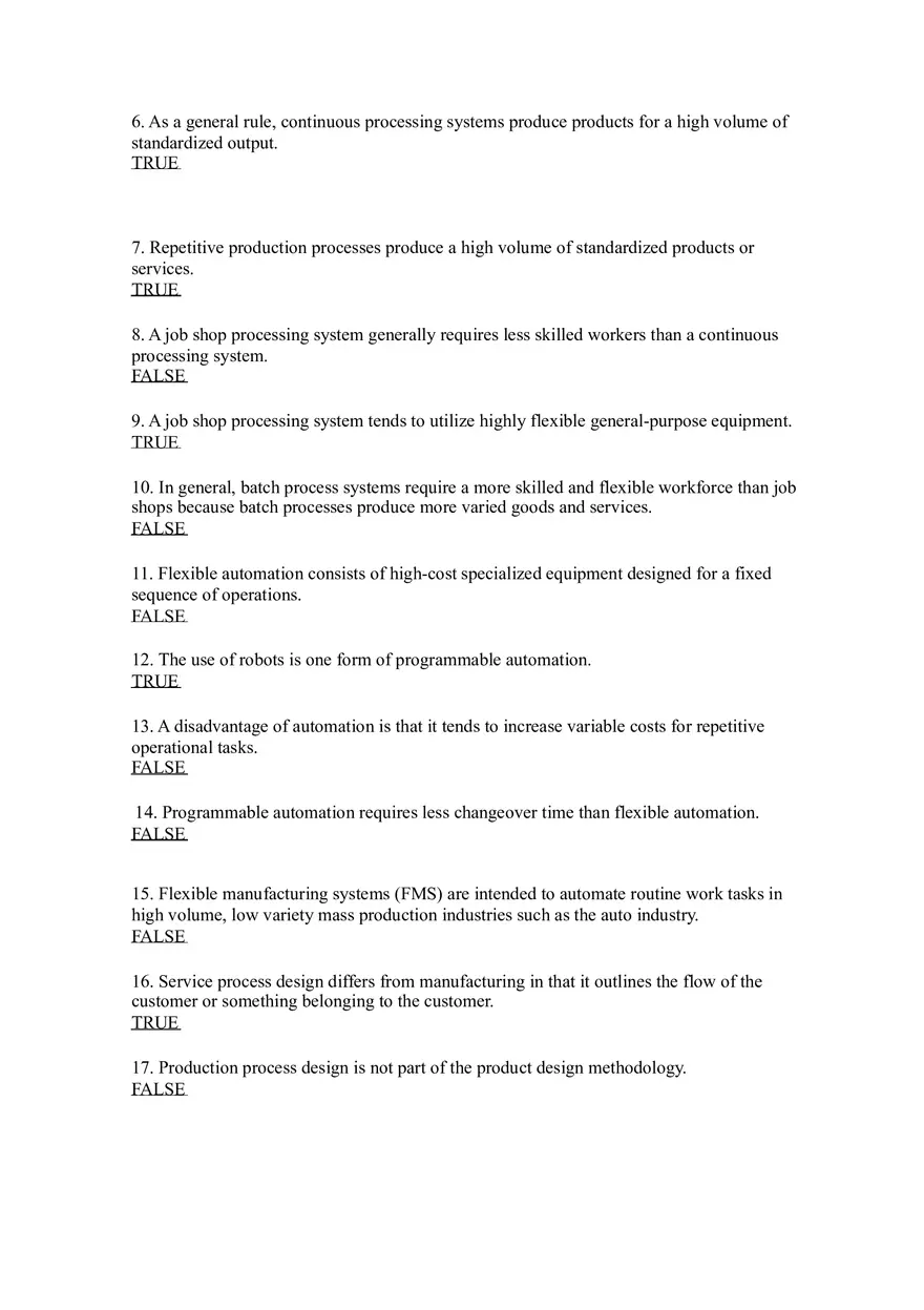 Introduction to Operations Management Answer Key Part 5 - Page 6