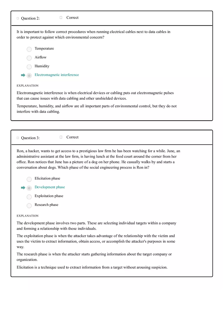 Social Engineering and Environmental Concerns in Data Cabling Test Answers - Page 2