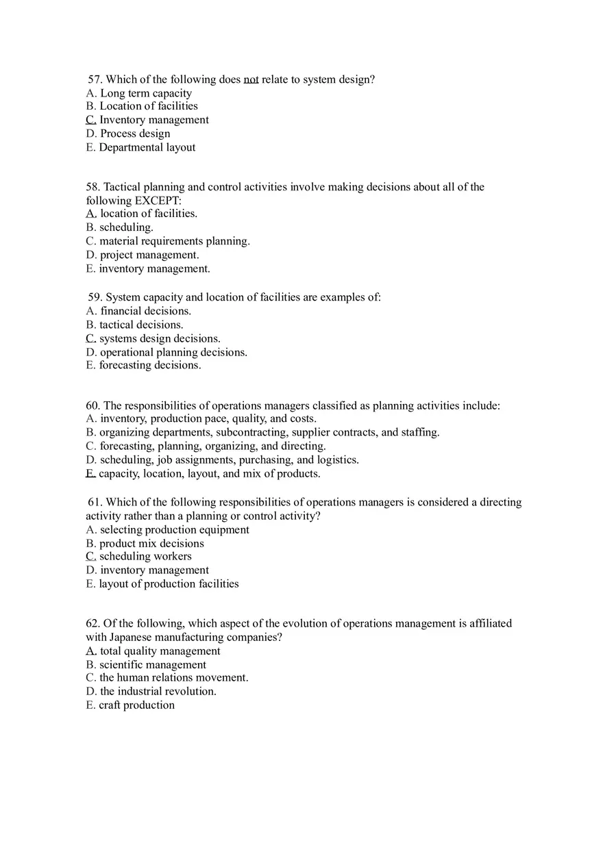 Introduction to Operations Management Answer Key Part 1 - Page 7