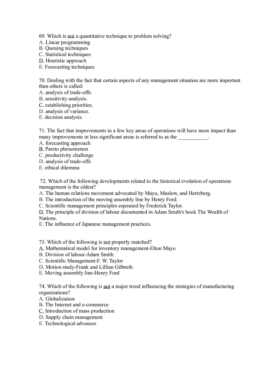 Introduction to Operations Management Answer Key Part 1 - Page 9