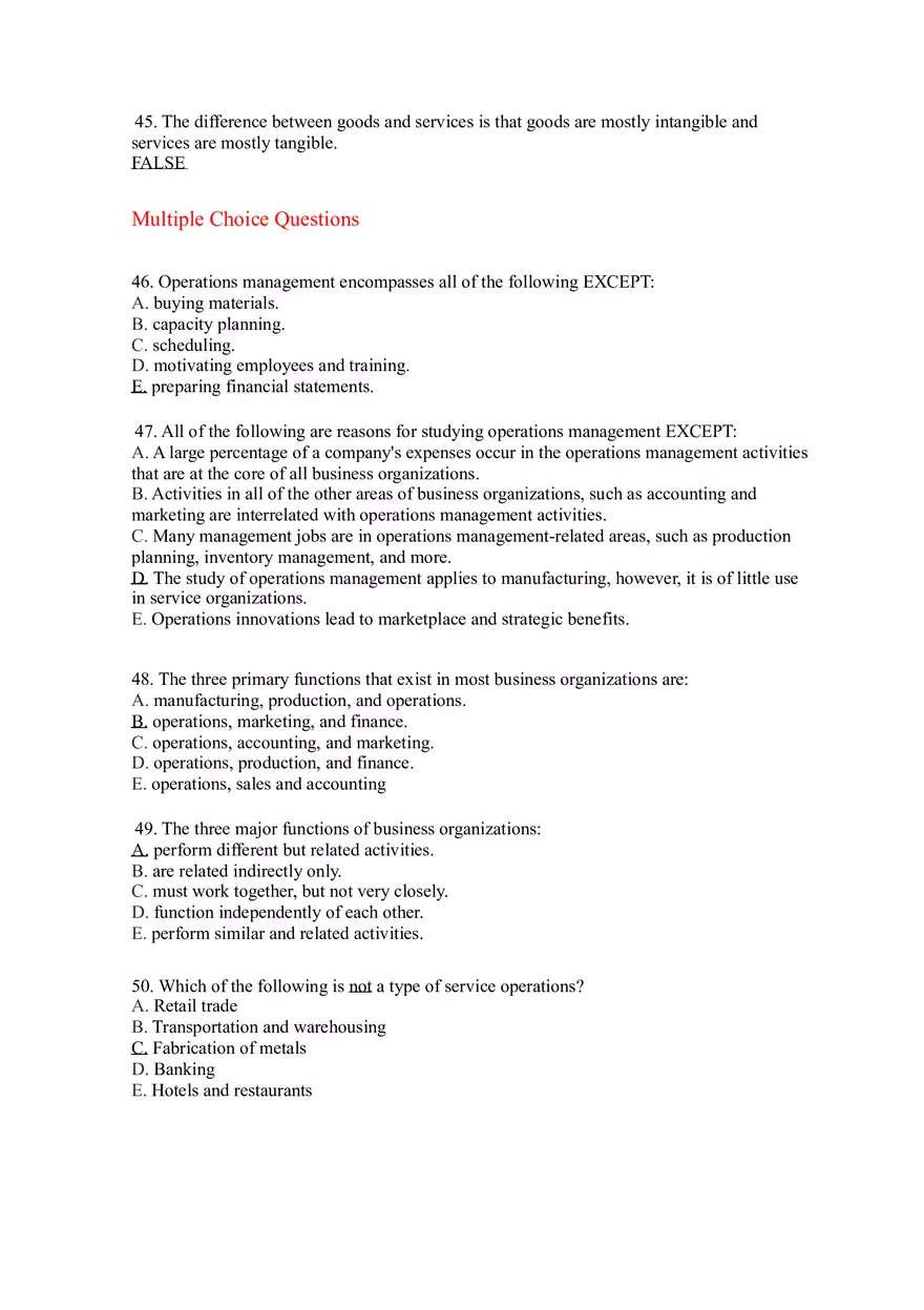 Introduction to Operations Management Answer Key Part 1 - Page 5