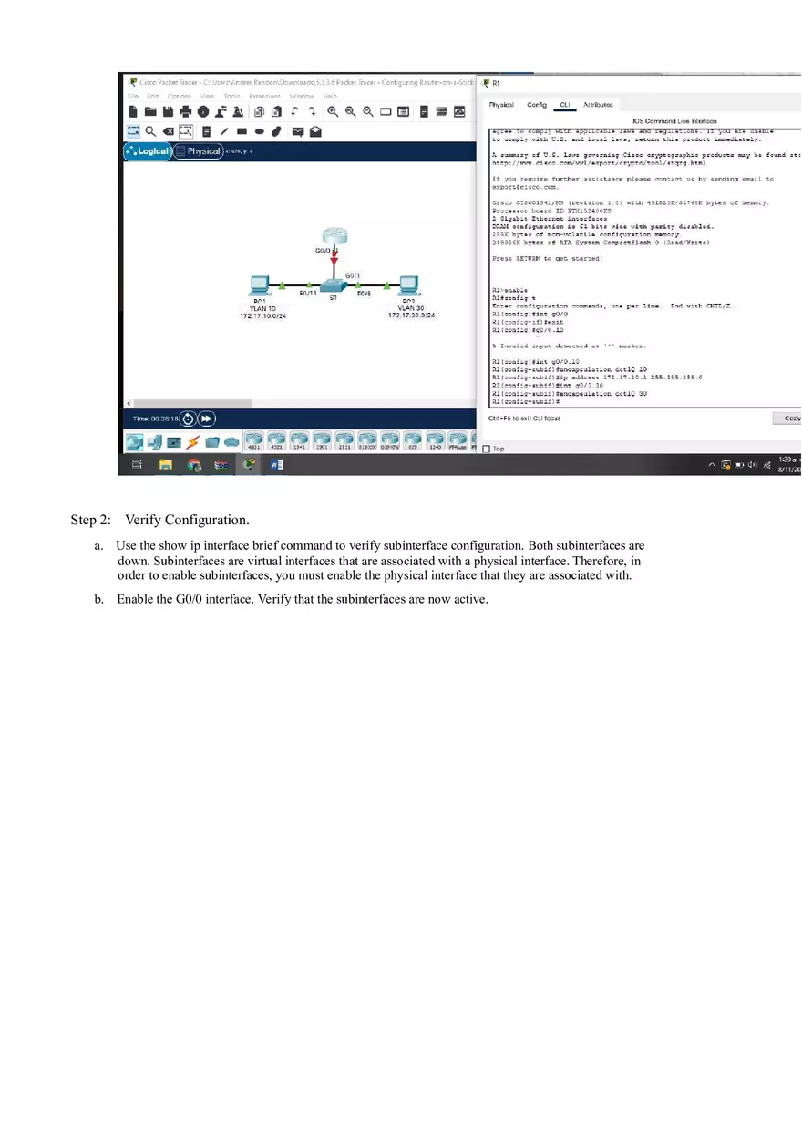 Packet Tracer - Configuring Router-on-a-Stick Inter-VLAN Routing Instructions - Page 8