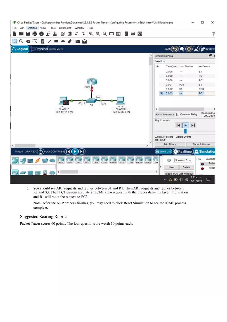 Packet Tracer - Configuring Router-on-a-Stick Inter-VLAN Routing Instructions - Page 3