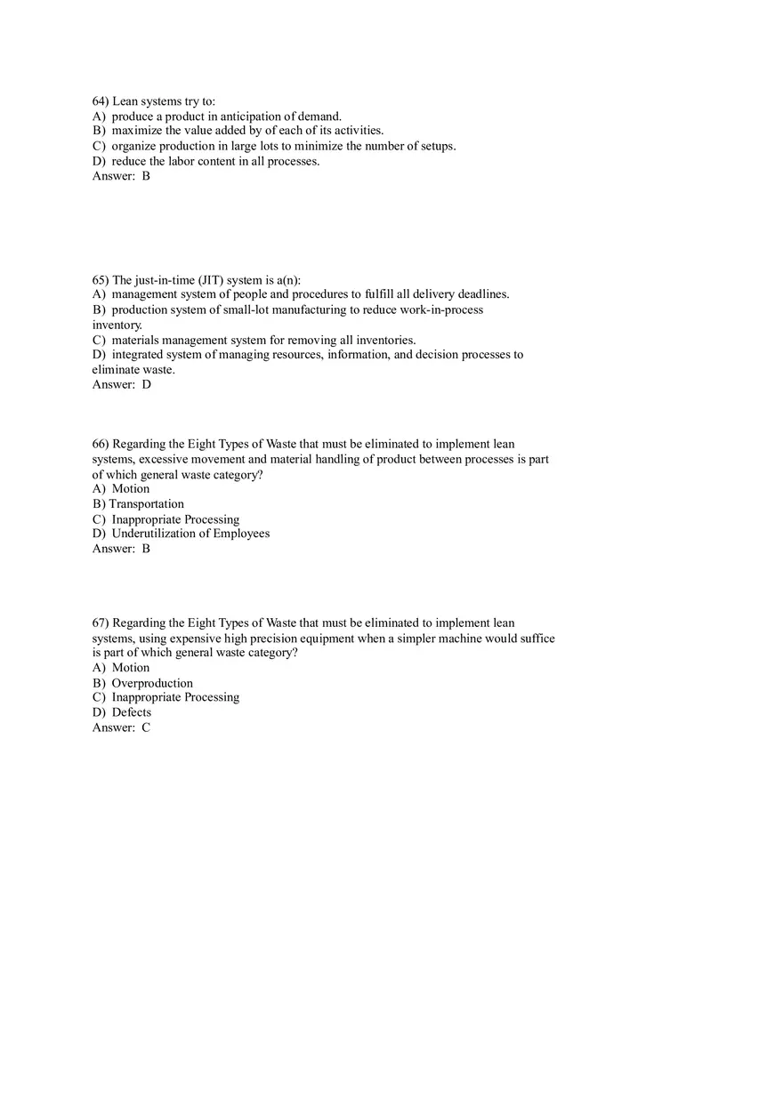 Lean Systems Answer Key Part 2 - Page 1