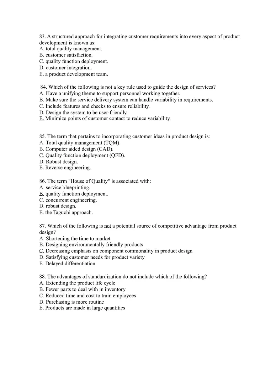 Introduction to Operations Management Answer Key Part 3 - Page 3
