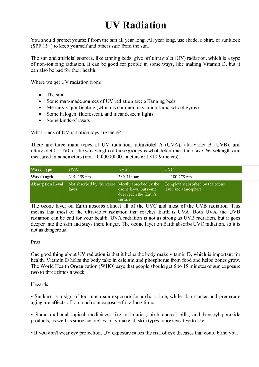 UV Radiation - Page 1