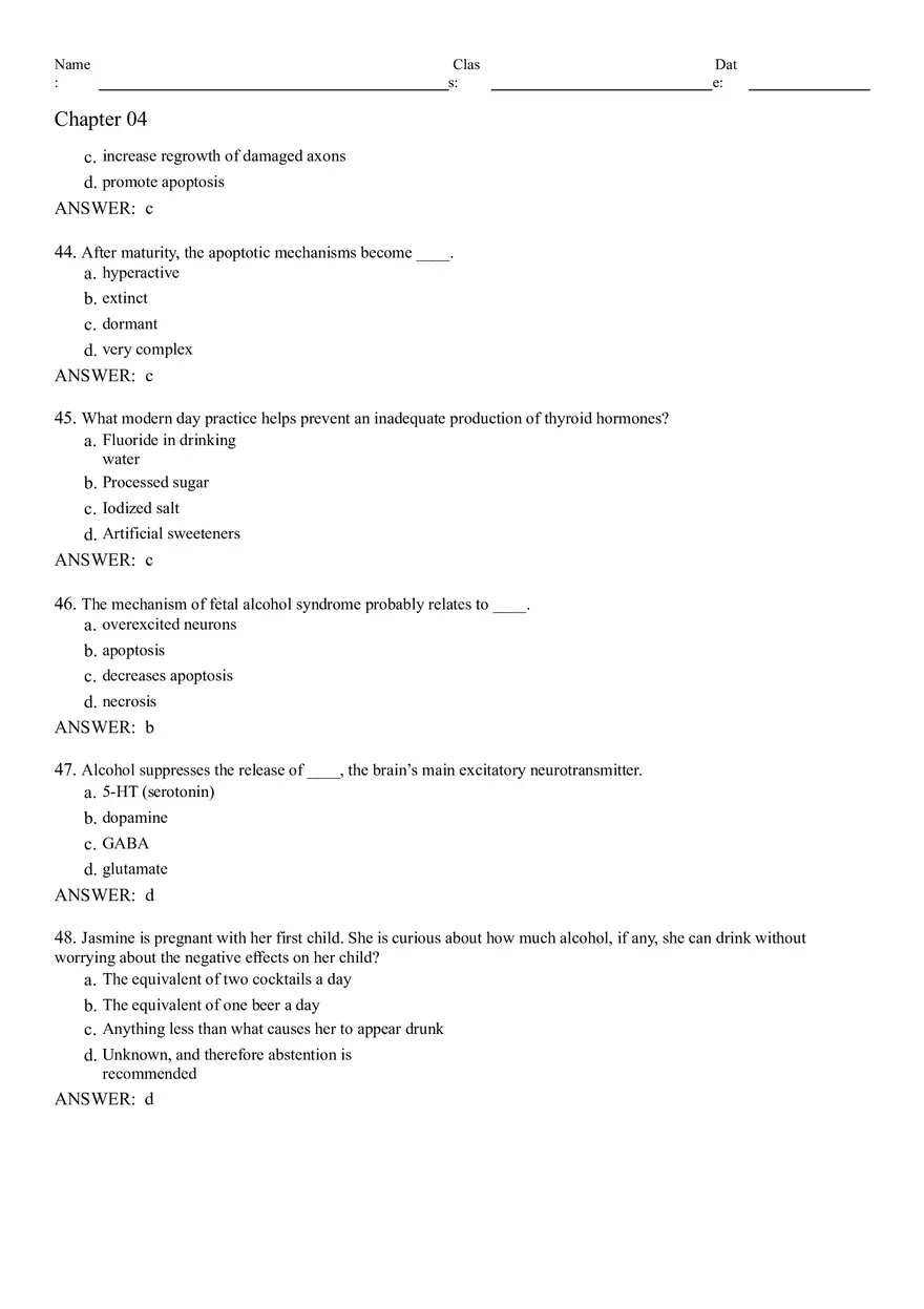 Neural Development and Processes Answer Key From 1 to 74 - Page 11
