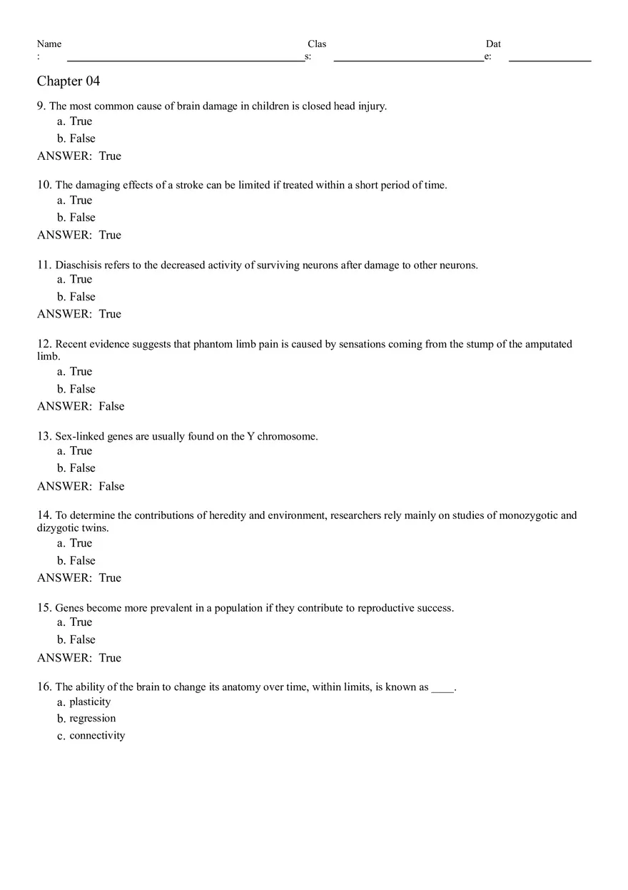 Neural Development and Processes Answer Key From 1 to 74 - Page 2