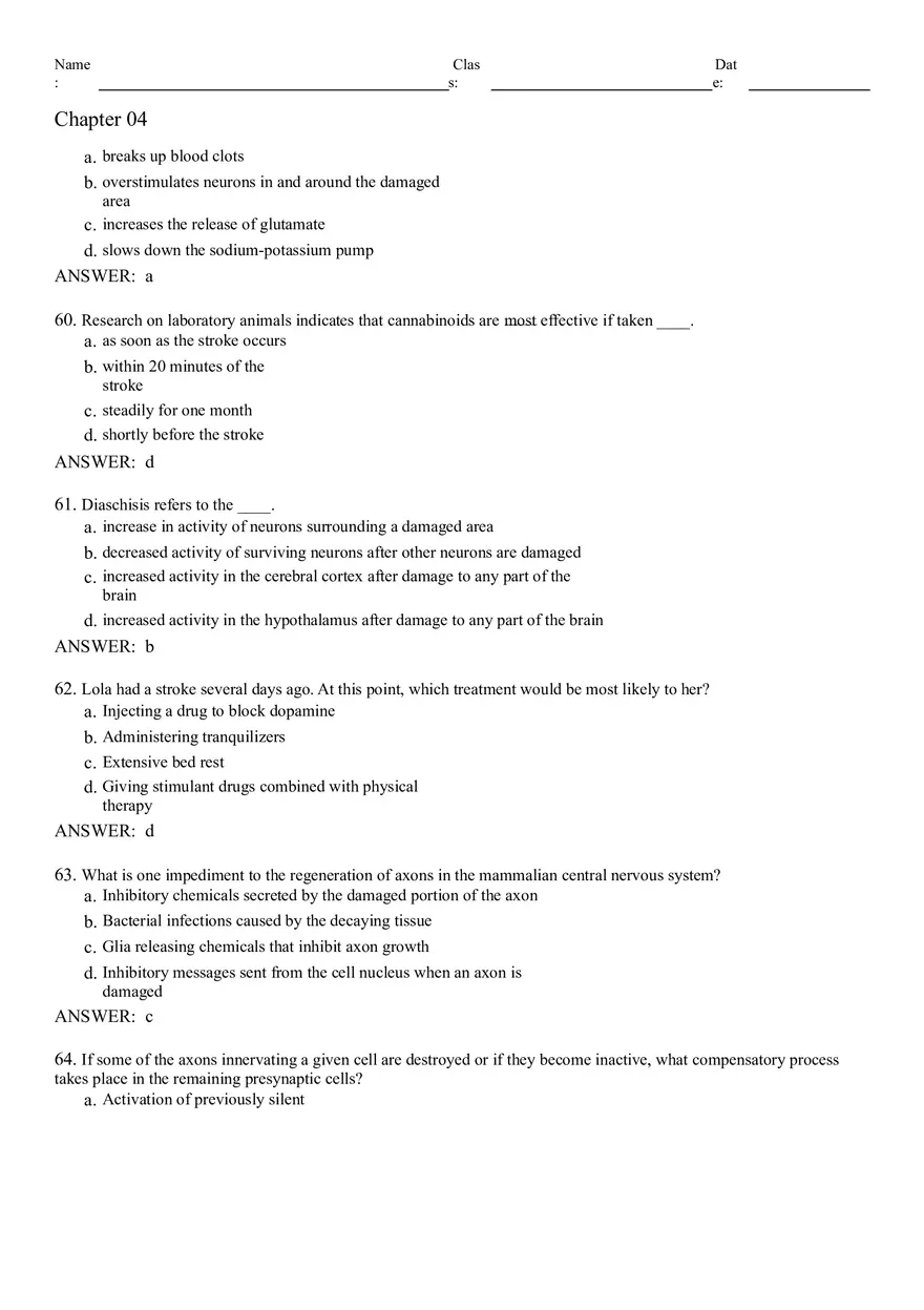 Neural Development and Processes Answer Key From 1 to 74 - Page 3