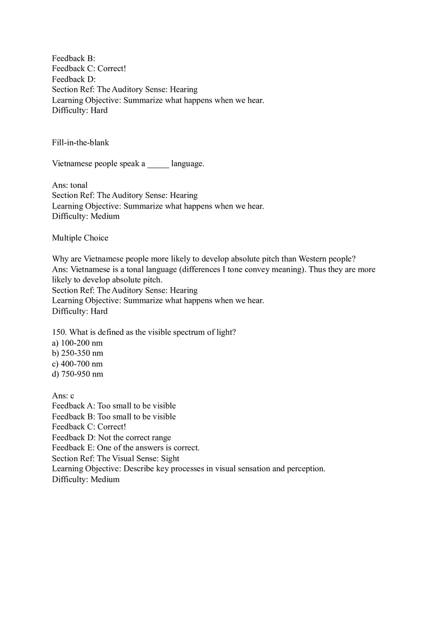 Sensation and Perception Test Answer Key Part 6 - Page 9