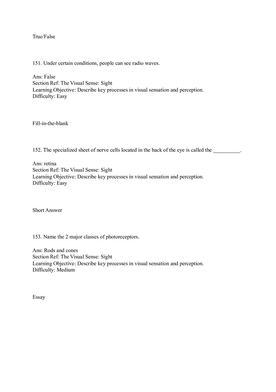 Sensation and Perception Test Answer Key Part 6 - Page 10
