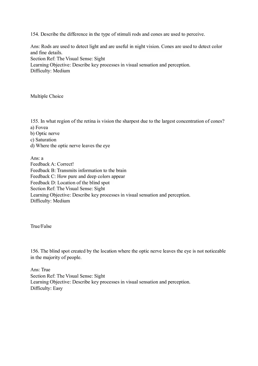 Sensation and Perception Test Answer Key Part 6 - Page 11