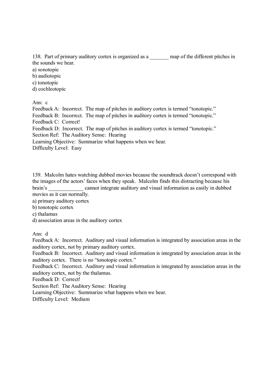 Sensation and Perception Test Answer Key Part 6 - Page 1