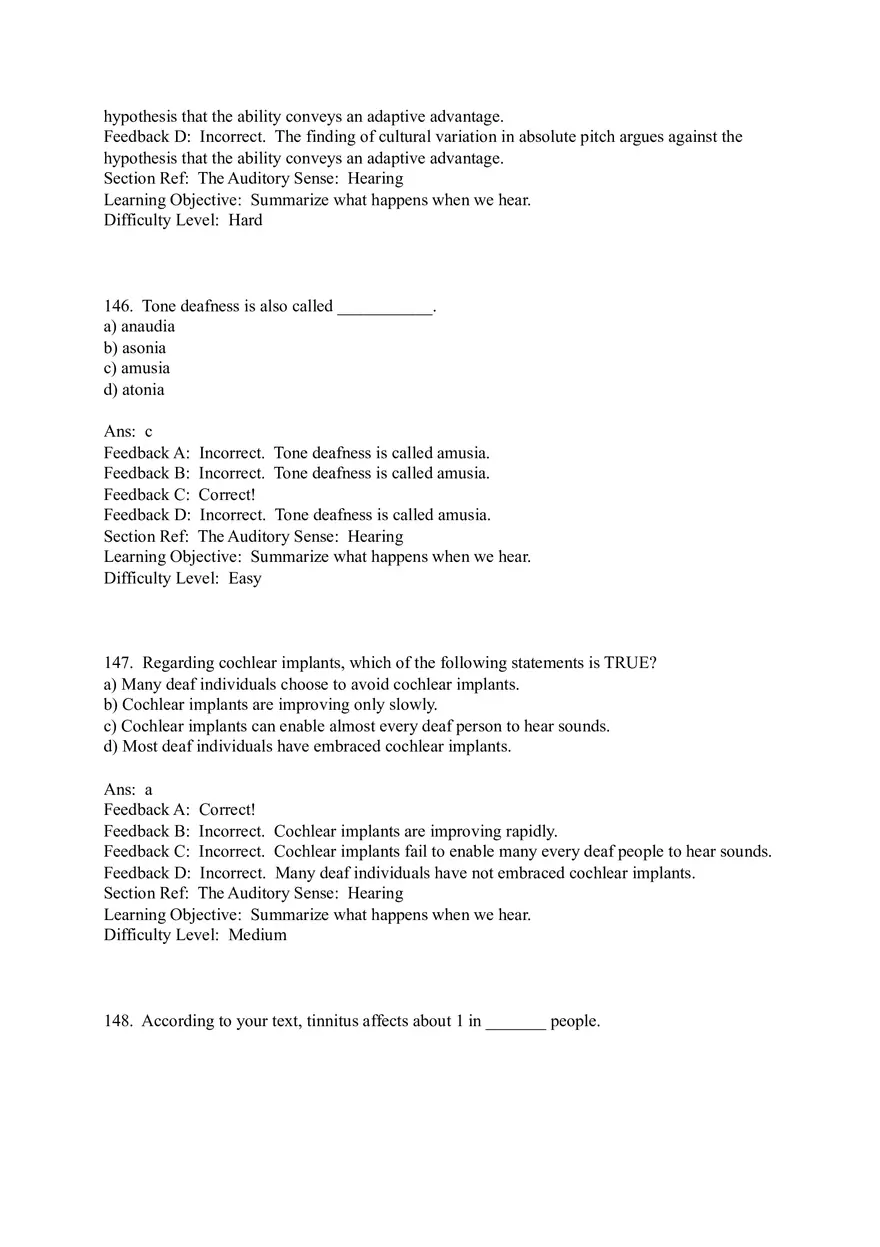 Sensation and Perception Test Answer Key Part 6 - Page 6