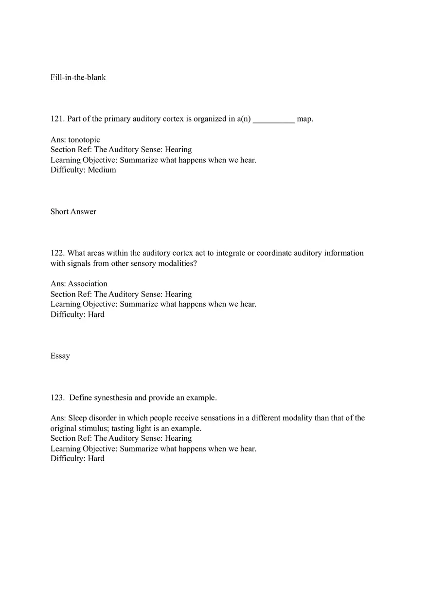 Sensation and Perception Test Answer Key Part 5 - Page 8