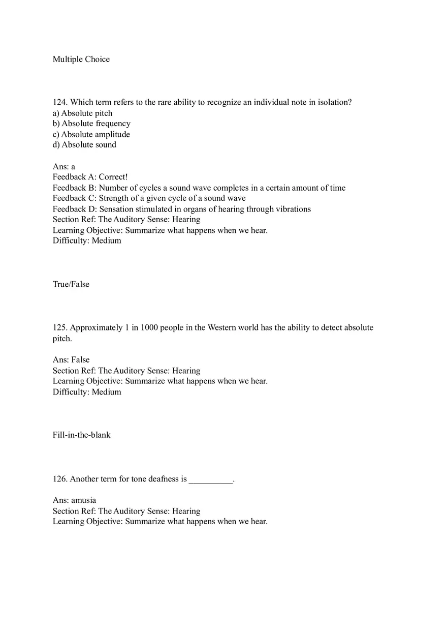 Sensation and Perception Test Answer Key Part 5 - Page 9