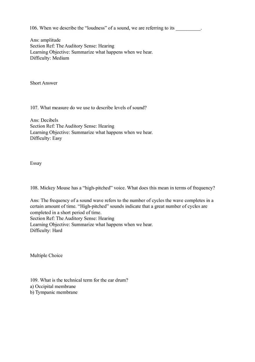 Sensation and Perception Test Answer Key Part 5 - Page 1