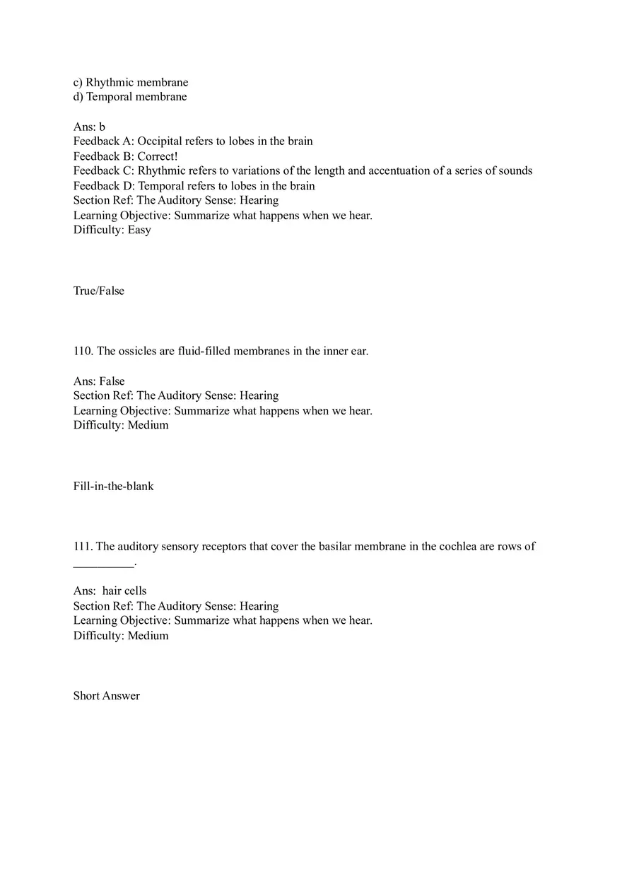 Sensation and Perception Test Answer Key Part 5 - Page 2