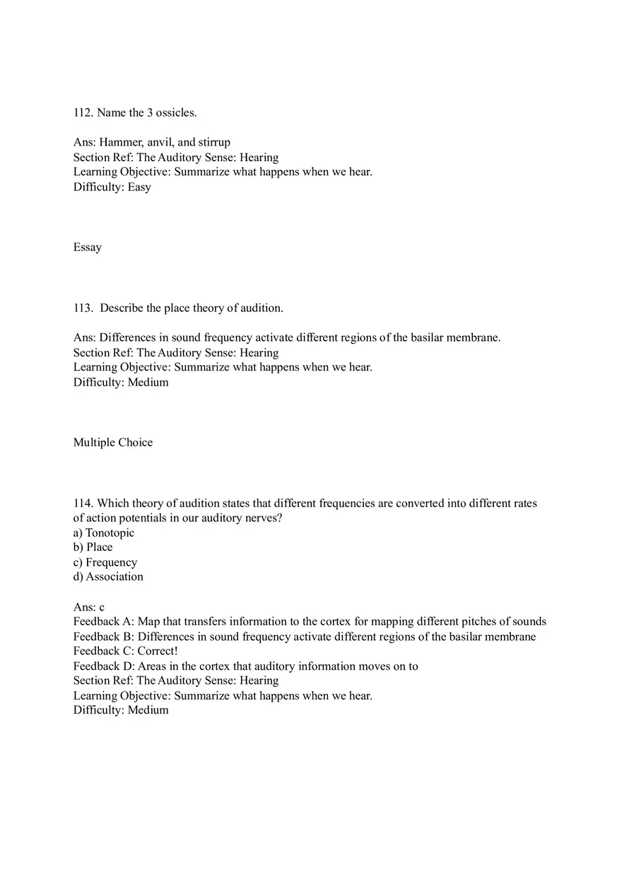 Sensation and Perception Test Answer Key Part 5 - Page 5